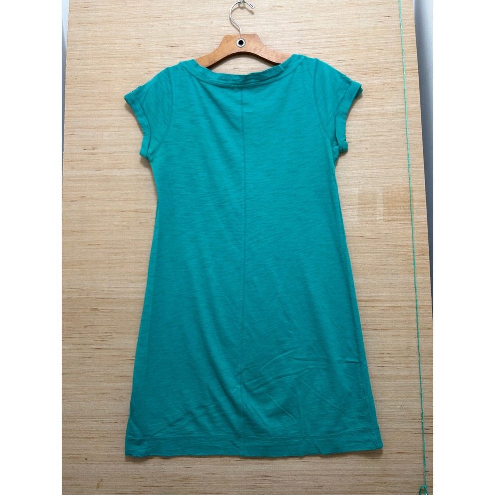 Banana Republic Petite Teal Green Slub Knit T-Shirt Dress Button Tab Sleeve PS - Picture 3 of 6